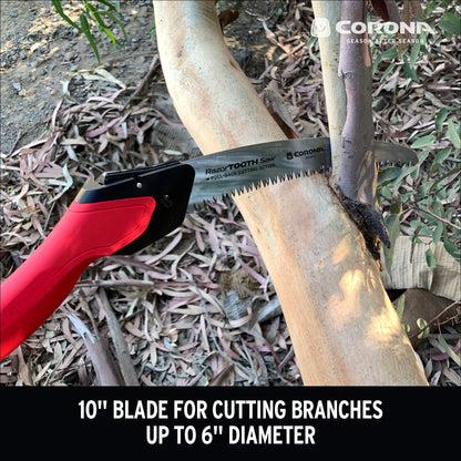 Corona Tools 10-Inch RazorTOOTH Folding Pruning Designed for Single Use | Curved Blade Hand Saw | Cuts Branches Up to 6" in Diameter | RS16150, Red
