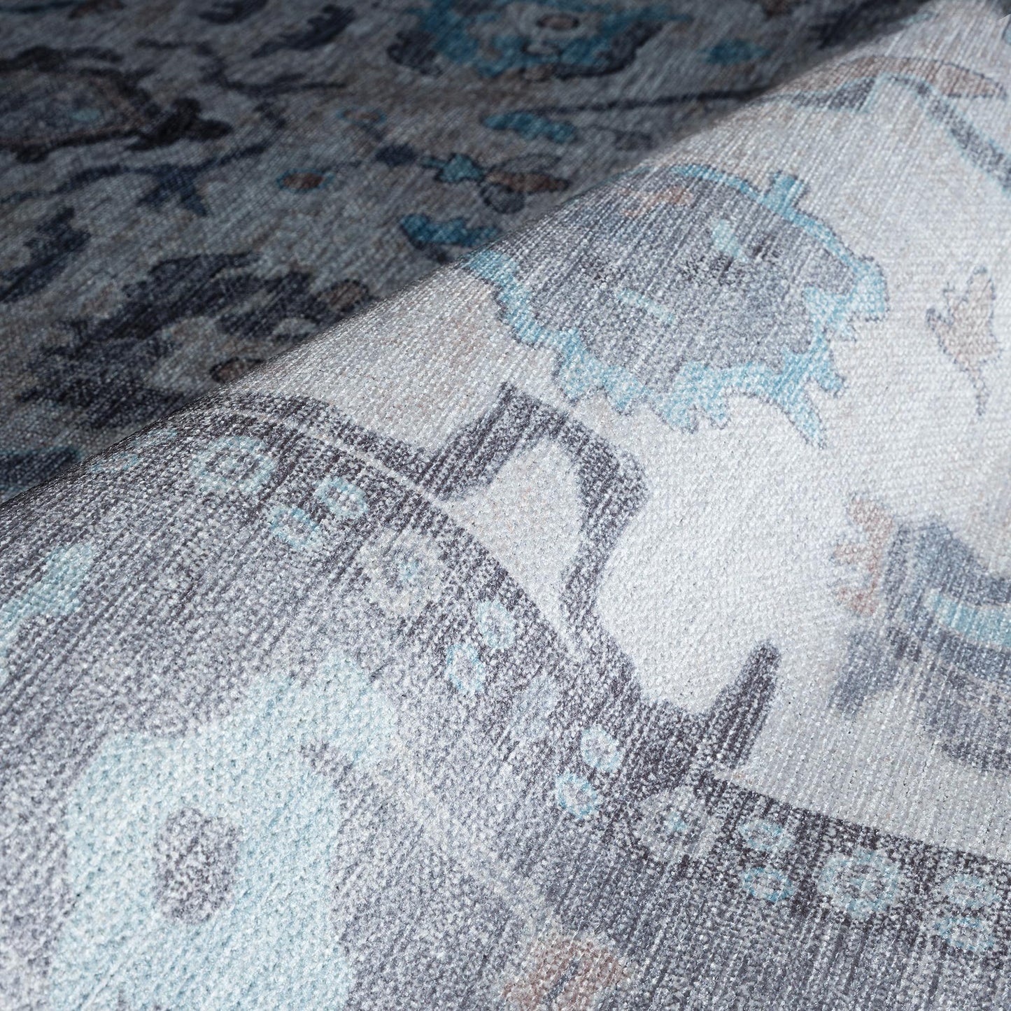 Fame Rugs Modern Oushak Rug 2x3, Doormat Vintage Turkish Gray Oriental Antique Inspired Small Area Rugs, Washable Foldable Luxury Living Room Bedroom (384GB, 2' x 3')