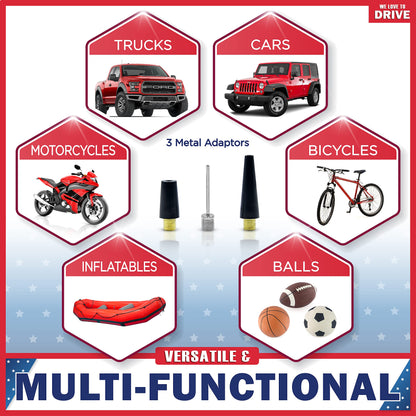 Tire Inflator Portable Air Compressor with Tire Repair Kit – 12V DC Dual Cylinder Air Pump for Car Tires, 150 PSI Tire Pump with Tire Pressure Gauge, Car Emergency Kit, and Cars Accessories Air Pump