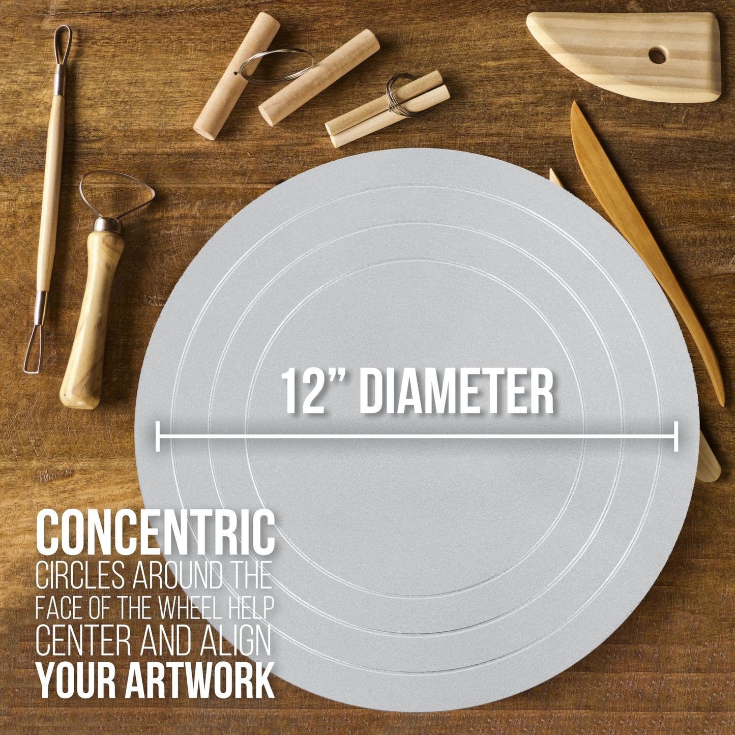 US Art Supply Large 12" Diameter Sculpting Wheel- Heavy Duty All Metal Construction & Turntable with Ball Bearings