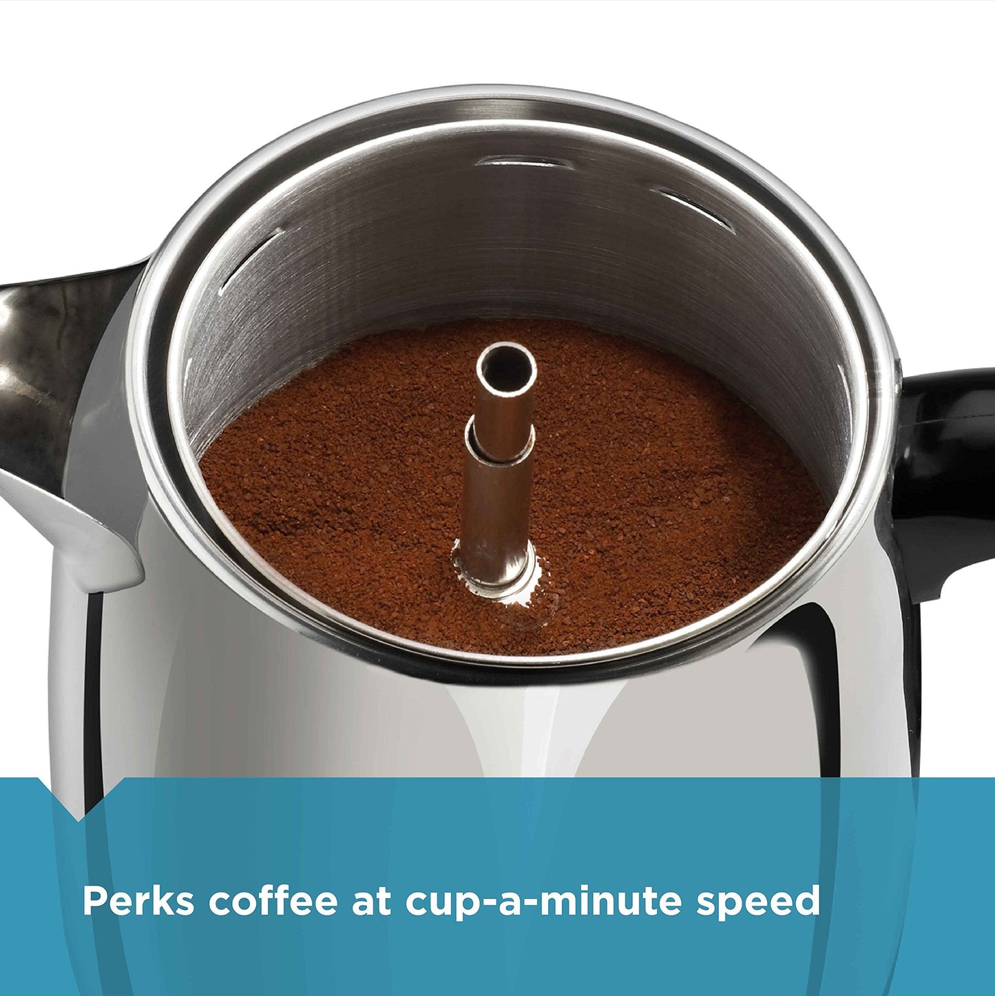 Farberware Electric Coffee Percolator, FCP240, Stainless Steel Basket, Automatic Keep Warm, No-Drip Spout, 4 Cup