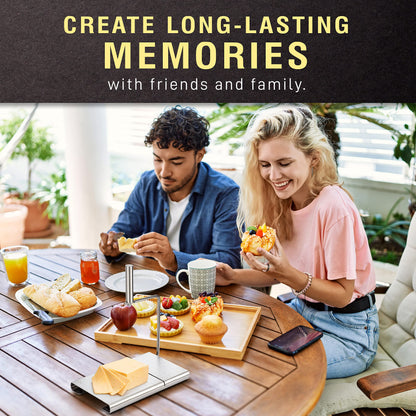 Cheese Slicer with Wire for Block Cheese - Adjustable Stainless Steel Cheese Cutter with Precision Scale, Ergonomic Design, 8 Replacement Wires - Perfect for Cheese Boards, Charcuterie, Kitchen Gadget