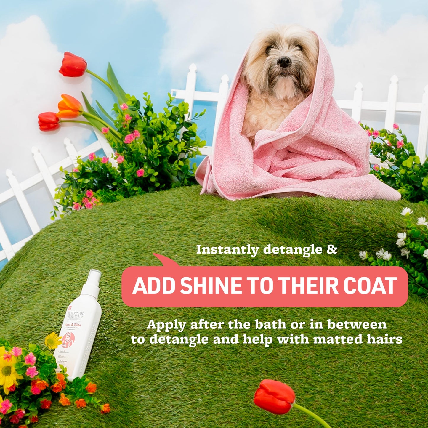 Veterinary Formula Smart Coat Complex Gloss & Glide Detangler, 8 Fl oz – Shine Builder, Conditioner Spray for Dogs – Quickly Detangles Matted Hair – with Silk Protein and Antioxidants