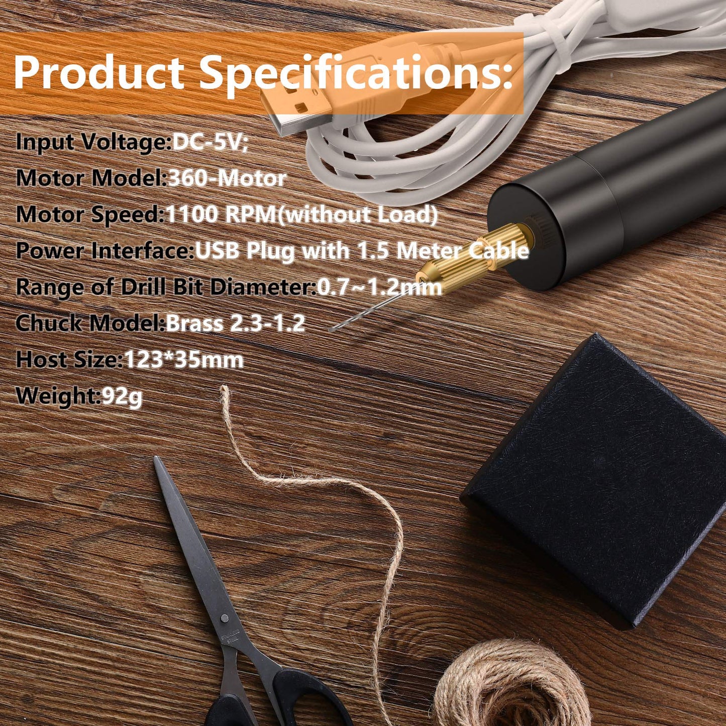 Electric Hand Drill Tools Set for Resin Casting Molds, Electrical Pin Vise Kit with 8 Pieces Drill Bits (0.8 to 1.2 mm) for Resin Plastic Wood Polymer Clay Jewelry Keychain Pendant Making Supplies