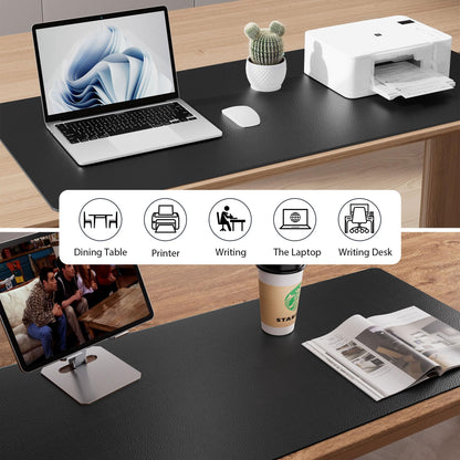 Aothia Leather Desk Pad Protector, Mouse Pad, Office Desk Mat, Non-Slip PU Leather Desk Blotter, Laptop Desk Pad, Waterproof Desk Writing Pad for Office and Home (Black,23.6" x 13.7")