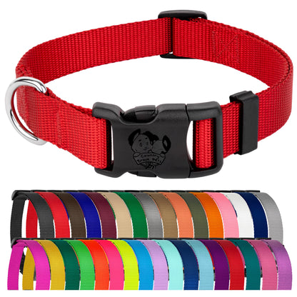 Country Brook Petz - American-Made Dog Collar for Large, Medium, and Small Dogs and Puppies - Deluxe Heavy Duty Nylon in 33 Dazzling Colors (Large, 1 Inch Wide, Bright Red)