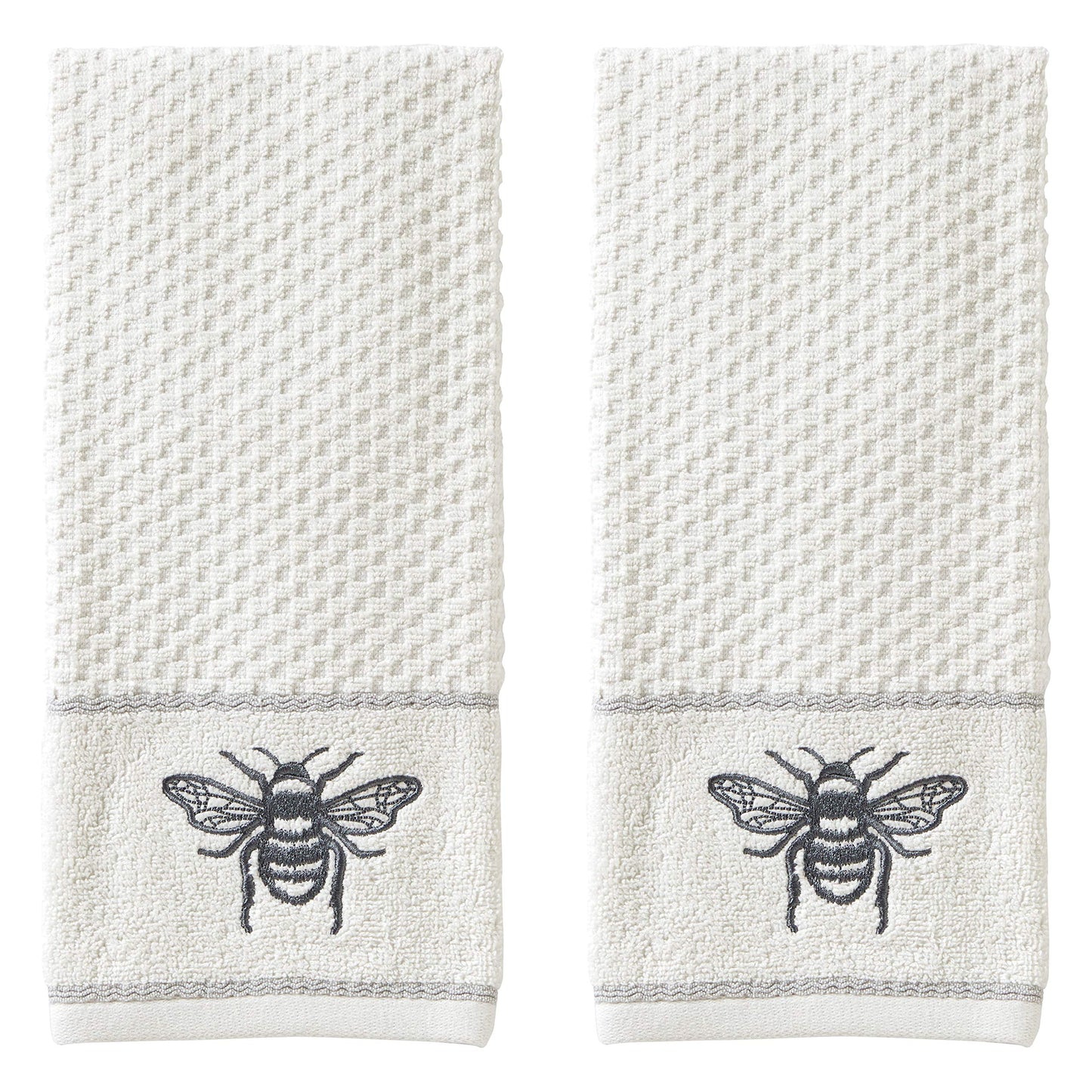 SKL Home Farmhouse Bee Hand Towel Set, White 16x25