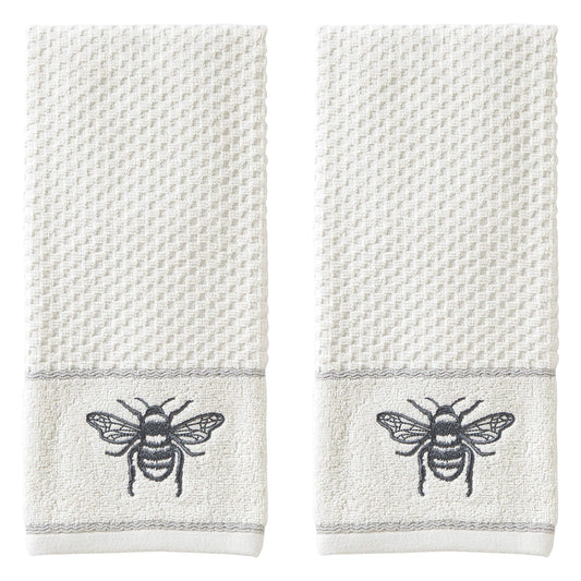 SKL Home Farmhouse Bee Hand Towel Set, White 16x25