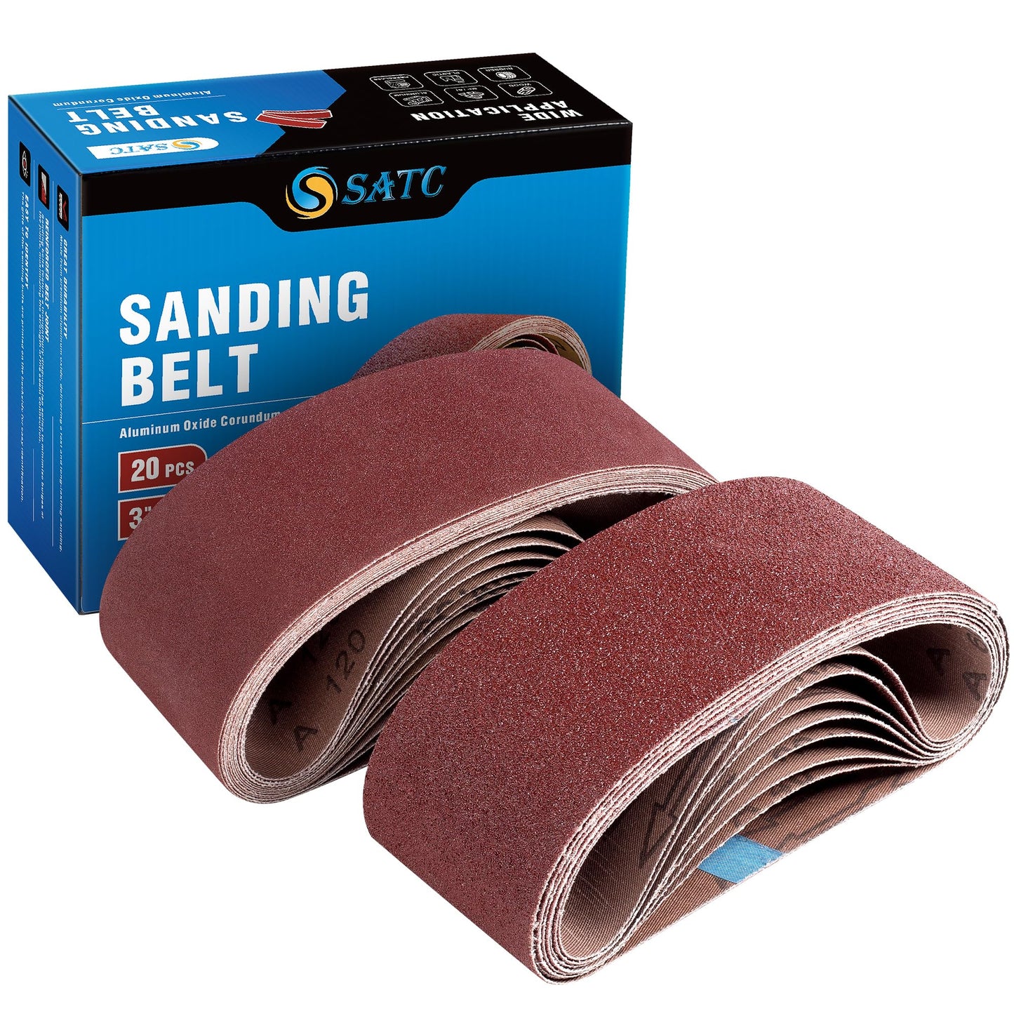 S SATC 3x18 Sanding Belts 20PCS Belt Sander Paper Aluminum Oxide (3 Each of 60/80/120/150/240/400 Grits & 2 of 40 Grits) Ideal for Wood Metal Paint Sanding