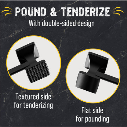 ﻿﻿Checkered Chef Meat Tenderizer Tool - Dishwasher Safe Metal Kitchen Mallet for Tenderizing Chicken, Beef, Pork & Nuts with Non-Slip Grip