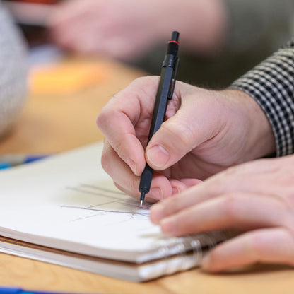 rOtring 600 Mechanical Pencil | 0.7 mm | Black All-Metal Body Propelling Pencil | Non-Slip Knurled Grip & Hexagonal Barrel