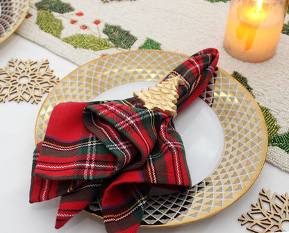 COTTON CRAFT Christmas Tree Napkin Rings - 8 Pack - Merry Xmas Hallelujah Holiday Dining Table Handmade Metal Napkin Holder - Joy Rejoice Festive Elegant Celebration Party Gift Tabletop Décor - Gold