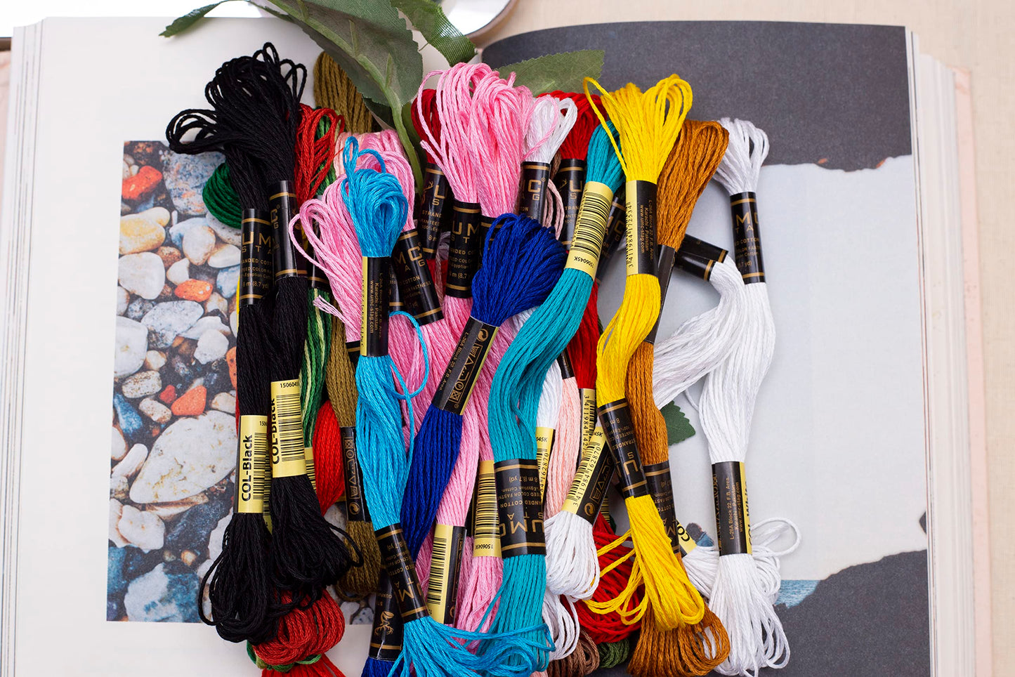 UMC STAG Pack of 12 Premium Embroidery Thread | 100% Egyptian Cotton Premium Skeins | Cross Stitch Embroidery Floss | Oeko TEX Certified Stranded Cotton | Ideal for Arts & Crafts (White-12)