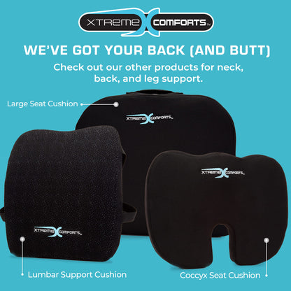 Xtreme Comforts Seat Cushions | Office Chair Cushions for Desk, Car, Wheelchair| Ergonomic Memory Foam Seat Cushion for Support & Comfort | Helps Improve Sitting Posture for Work & Body Relief
