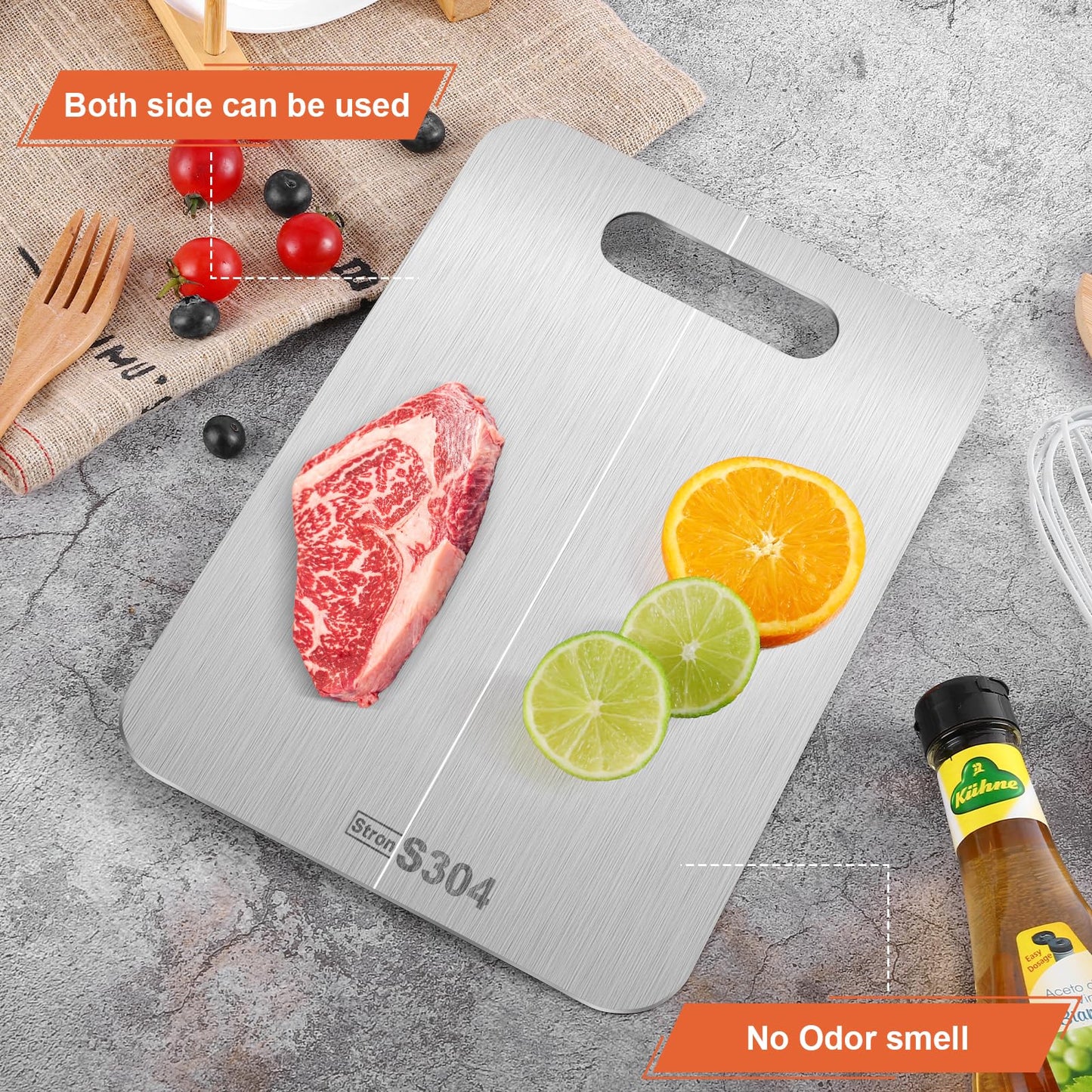 Stron- Dura Cutting Board - 304 Food Grade Stainless Steel Cutting Boards for Kitchen- for cutting Meat, Fruit, Vegetables, Outdoor or Indoor 11.5" X 8" (1, Small)
