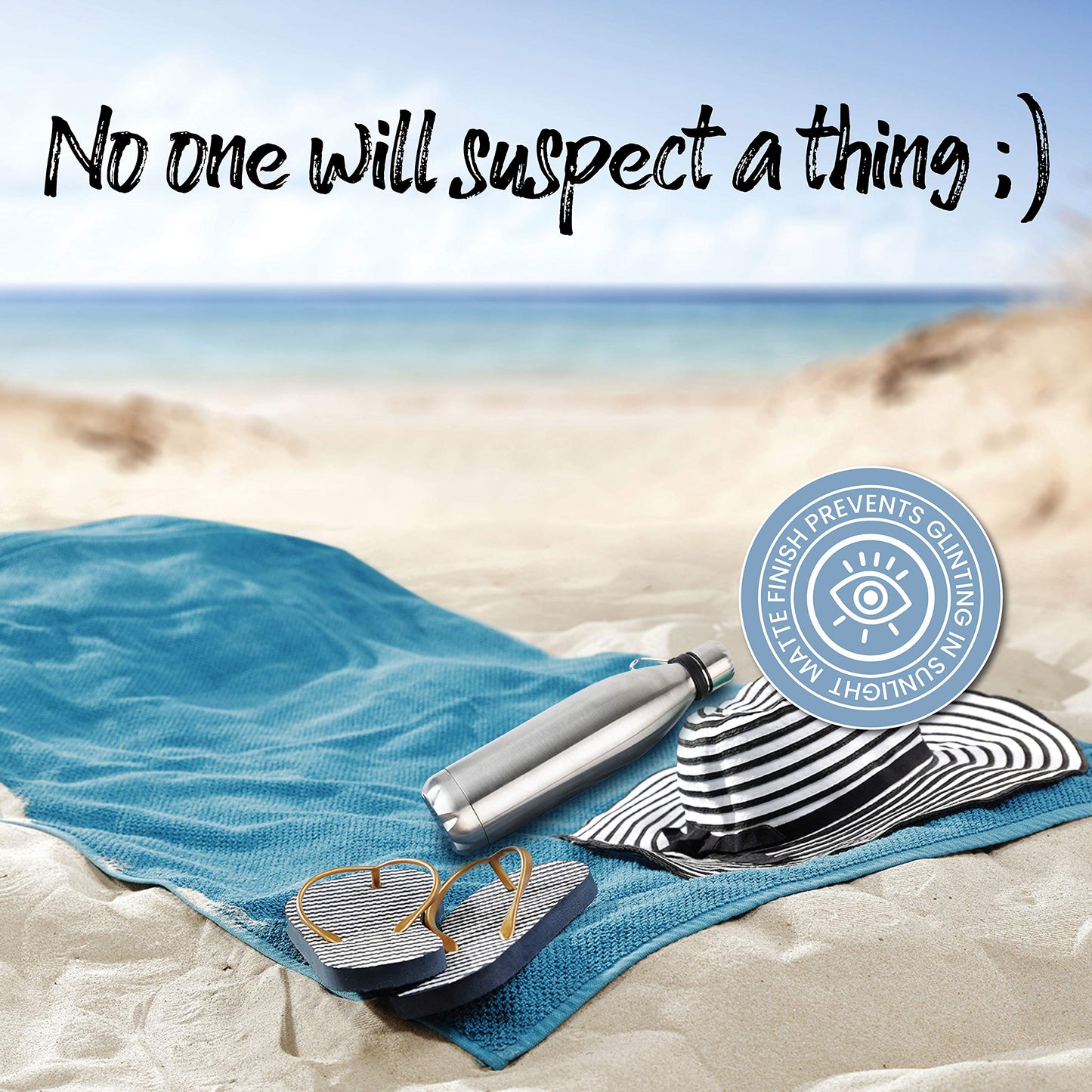 Diversion Safe Water Bottle - Stainless Steel Bottle Safe Box with Hidden Compartment for Cards, Keys, Cash, and Valuables - Insulated Bottle for Hot and Cold Drinks - 18 Ounces