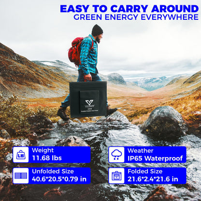 VOLTSET 100 Watt 12 Volt Portable Solar Panel with Waterproof 10A Charger Controller, Foldable 100W Solar Charger Suitcase with H-Bracket for Power Station, Car, Camping, RV, Boat and Outside