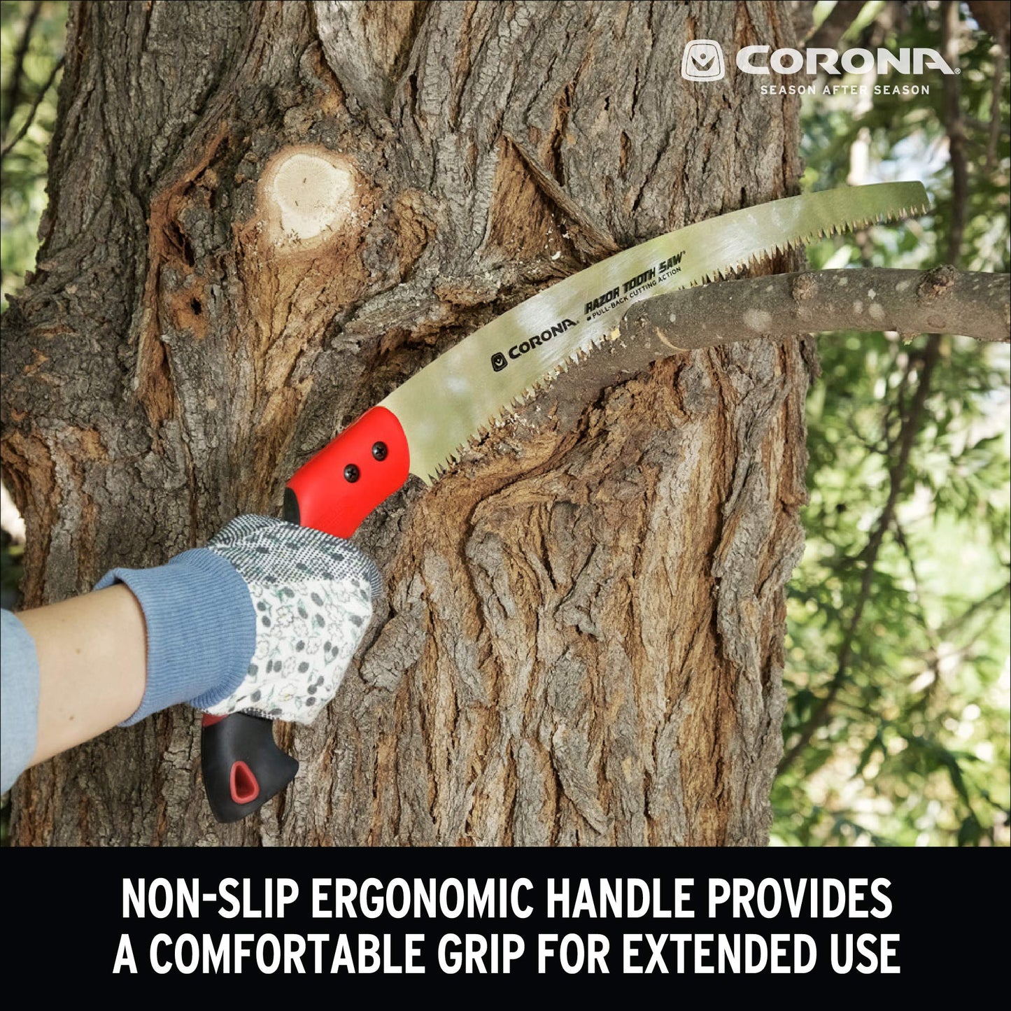 Corona Tools 14-Inch RazorTOOTH Pruning Saw | Tree Saw Designed for Single-Hand Use | Curved Blade Hand Saw | Cuts Branches Up to 8" in Diameter | RS 7395, Red/Black