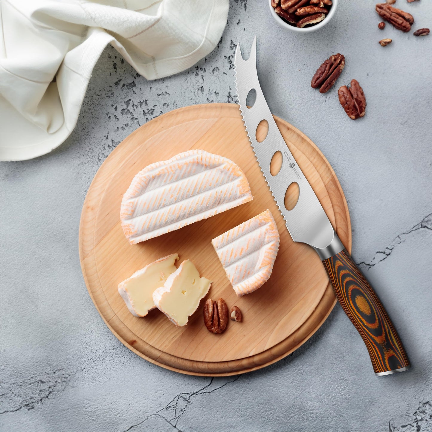 TUO Cheese Knife, Tomato Knife 5.5" Serrated Blade, High Carbon German Steel, Mutil-Use Non Stick Design, Pakkawood Handle - Fiery Phoenix Series