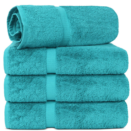 Chakir Turkish Linens | Hotel & Spa Quality 100% Cotton Luxury Turkish Towels | Soft & Absorbent (30x60 Inches Extra Large Bath Towels, Set of 4 - Aqua)
