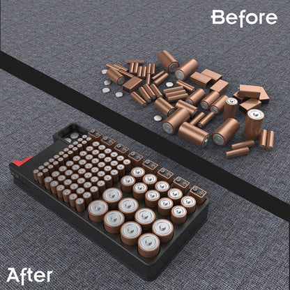 Battery Organizer Storage case with tester can hold 110 battery Various Sizes for AAA, AA, 9V, C and D size and Digital Battery Tester