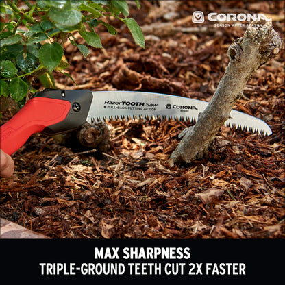 Corona Tools 10-Inch RazorTOOTH Folding Pruning Designed for Single Use | Curved Blade Hand Saw | Cuts Branches Up to 6" in Diameter | RS16150, Red