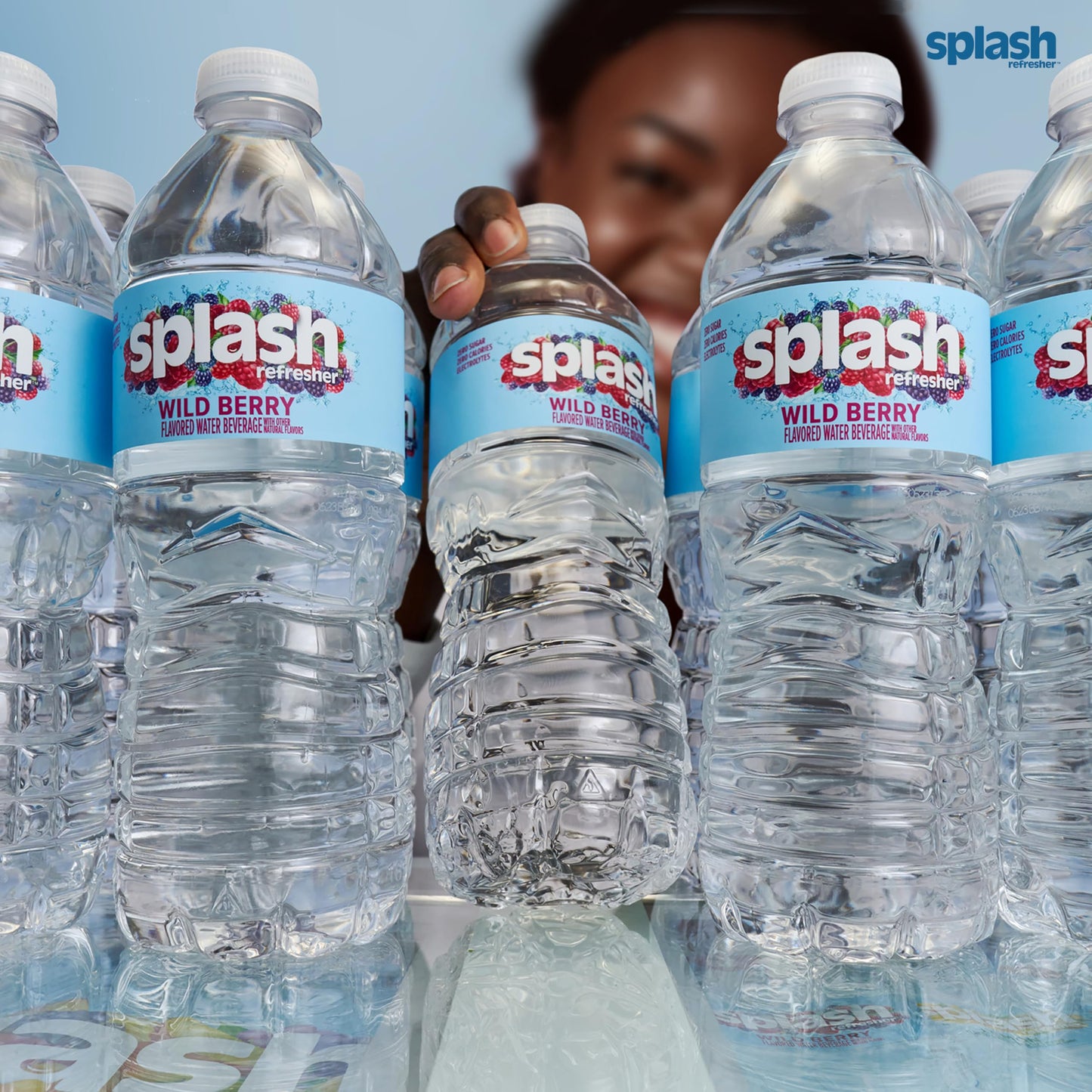 Splash Refresher Flavored Water Bottles, Wild Berry Flavor - 6-Pack, 16.9 Fl Oz - Refreshing Flavored Bottled Water with Electrolytes - Zero Sugar & Zero Calories