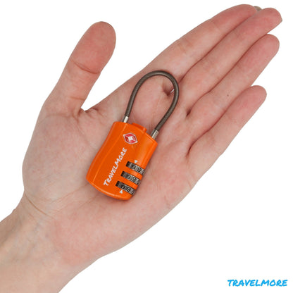 TSA Approved Travel Combination Cable Luggage Locks for Suitcases & Backpacks - 1 Pack of Orange TSA Lock
