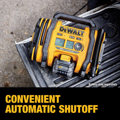 DEWALT Tire Inflator Portable Air Compressor 20V MAX, Air Pump with Automatic Shut Off, LED Light, Tool Only (DCC020IB)