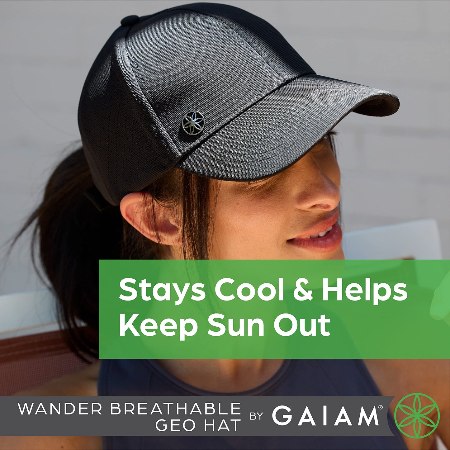 Gaiam Wander Breathable Geo Gray Hat - Cute Women's Baseball Hat for Summer, Lightweight, Adjustable Strap, Moisture-Absorbing Sweatband for Running & Hiking, 6-Panel Ball Cap for Women, Dusk