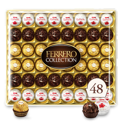 Ferrero Collection, 48 Count, Premium Gourmet Assorted Hazelnut Milk Chocolate, Dark Chocolate and Coconut, 18.2 oz