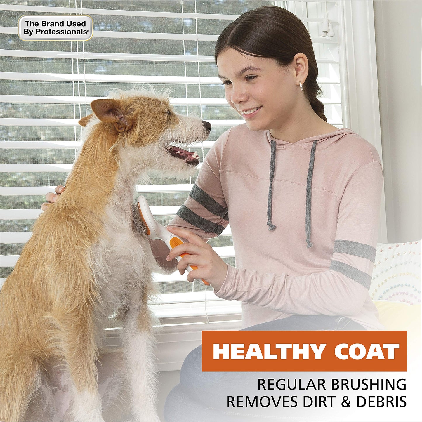 WAHL Premium Large Pet Slicker Brush with Ergronomic Rubber Grips for Comfortable Brushing of Dogs and Cats - Model 858407