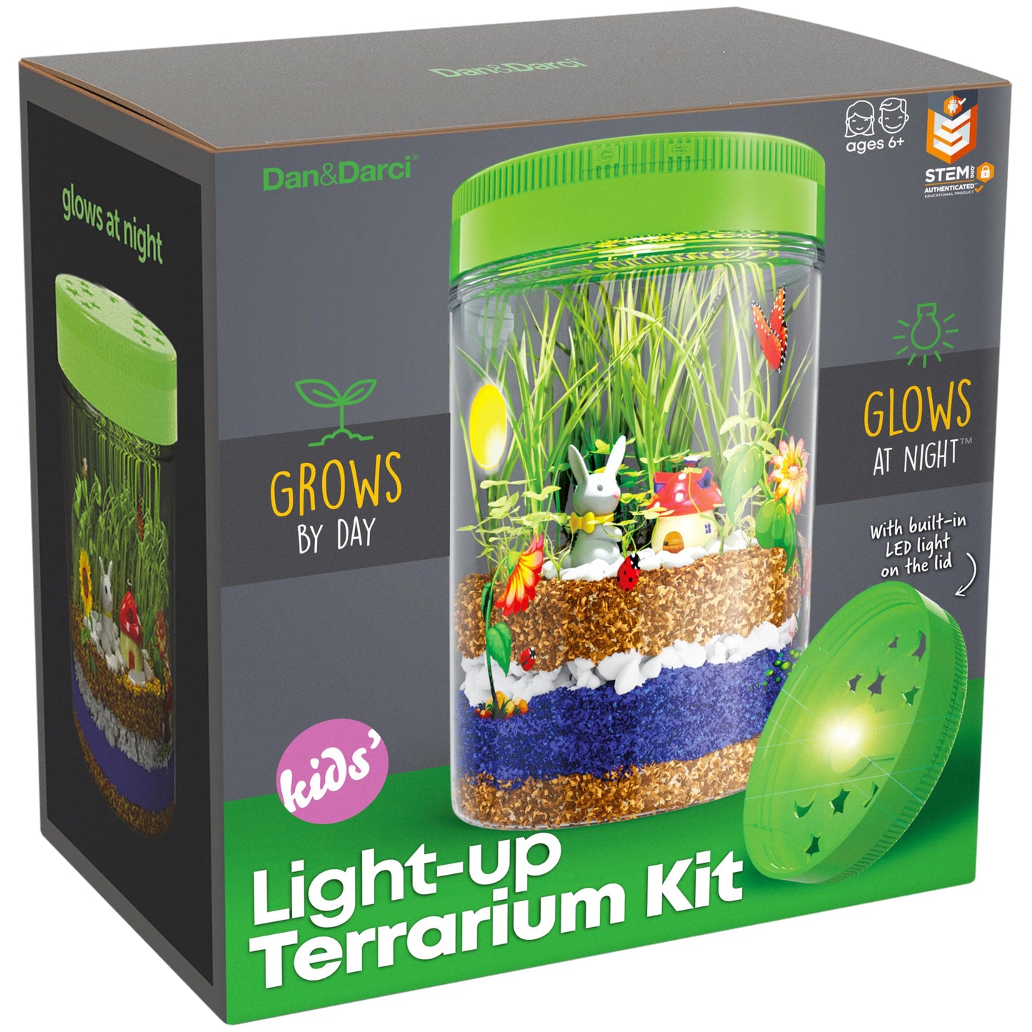 Dan&Darci Light-Up Terrarium Kit for Kids - STEM Science Kit - Educational DIY Toy for Boys & Girls - Birthday Gift - Craft Project Idea for Ages 6 7 8 9 10 11 12 Year Old