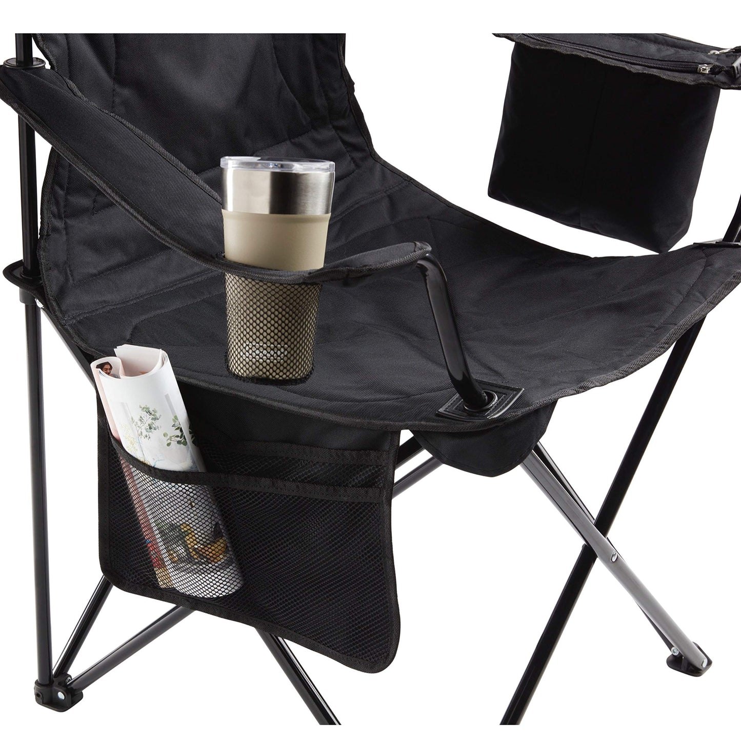 Coleman Portable Camping Chair with 4-Can Cooler, Cushioned Seat & Back with Side Pockets & Cup Holder, Carry Bag Included, Great for Camping, Tailgating, Firepits, Patio, & More