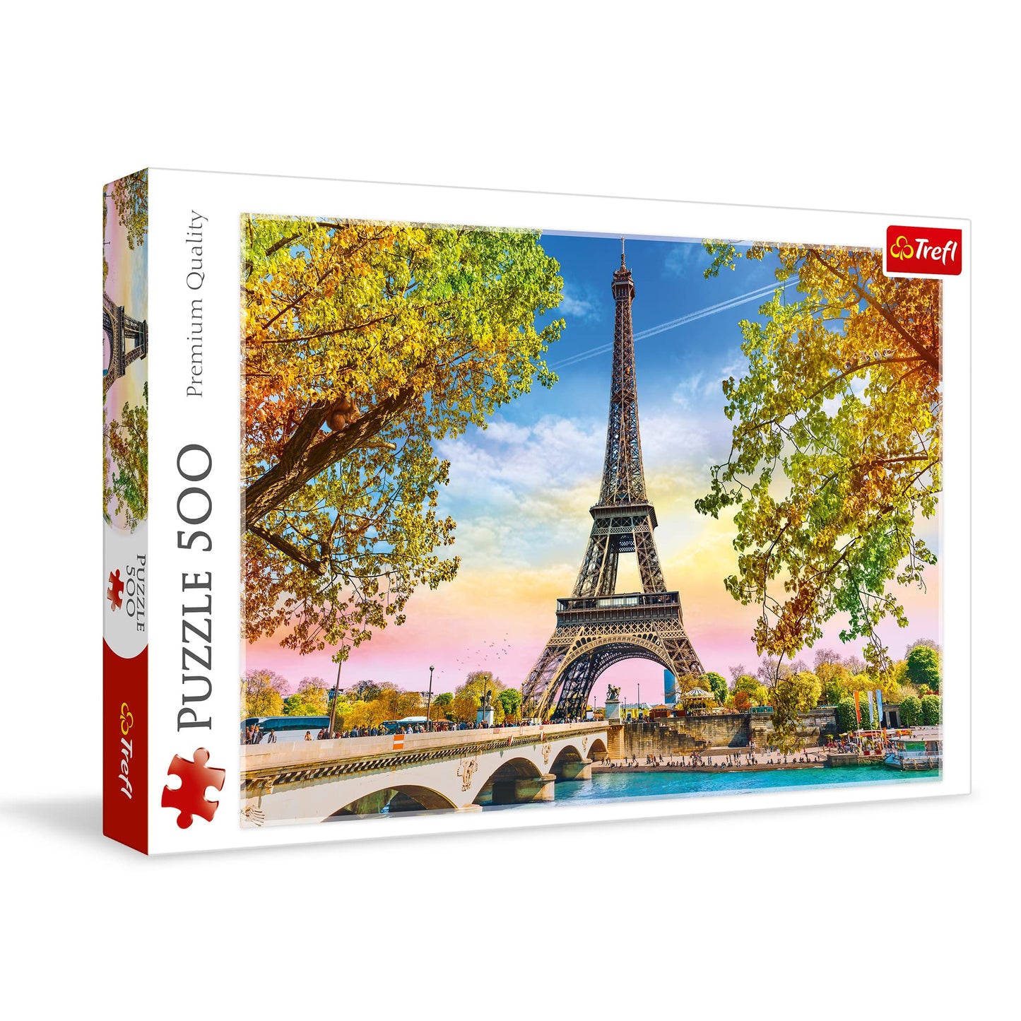 Trefl Romantic Paris 500 Piece Jigsaw Puzzle Red 19"x13" Print, DIY Jigsaw, Creative Fun, Classic Puzzle for Adults and Children from 10 Years Old