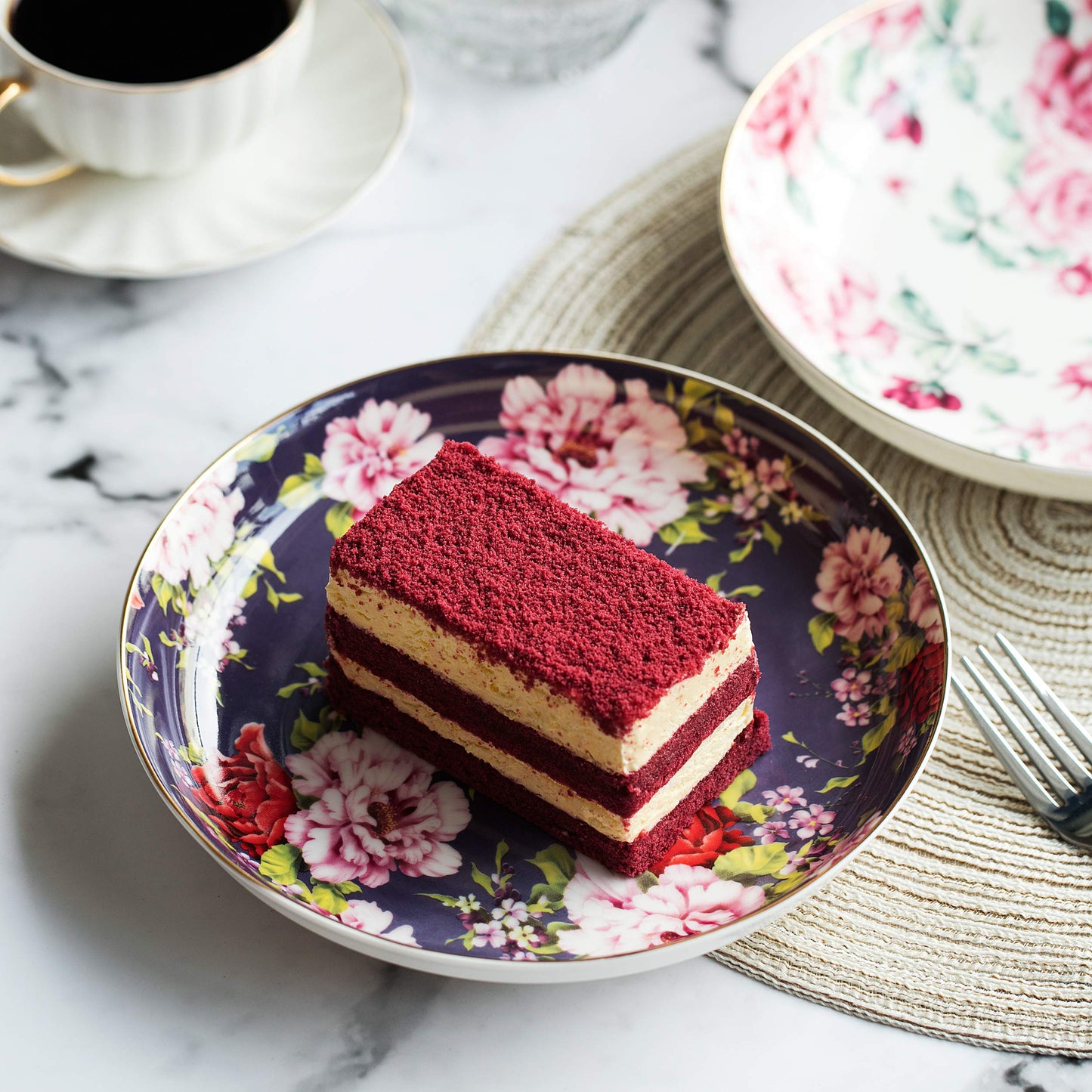 BTaT- Porcelain Floral Dessert Plates, 8 inch, Set of 6, Deep Plates, Porcelain Bone China, Appetizer Plates, Floral Plates, Salad Plates, Small Plates Set, Small Dishes