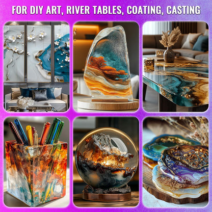 Epoxy Resin - 64OZ Newly Formulated Crystal Clear Coating Kit, No Yellowing No Bubble Easy Mix 1:1 Ratio, 2 Part Casting Resin for Art, Craft, Jewelry Making, River Tables