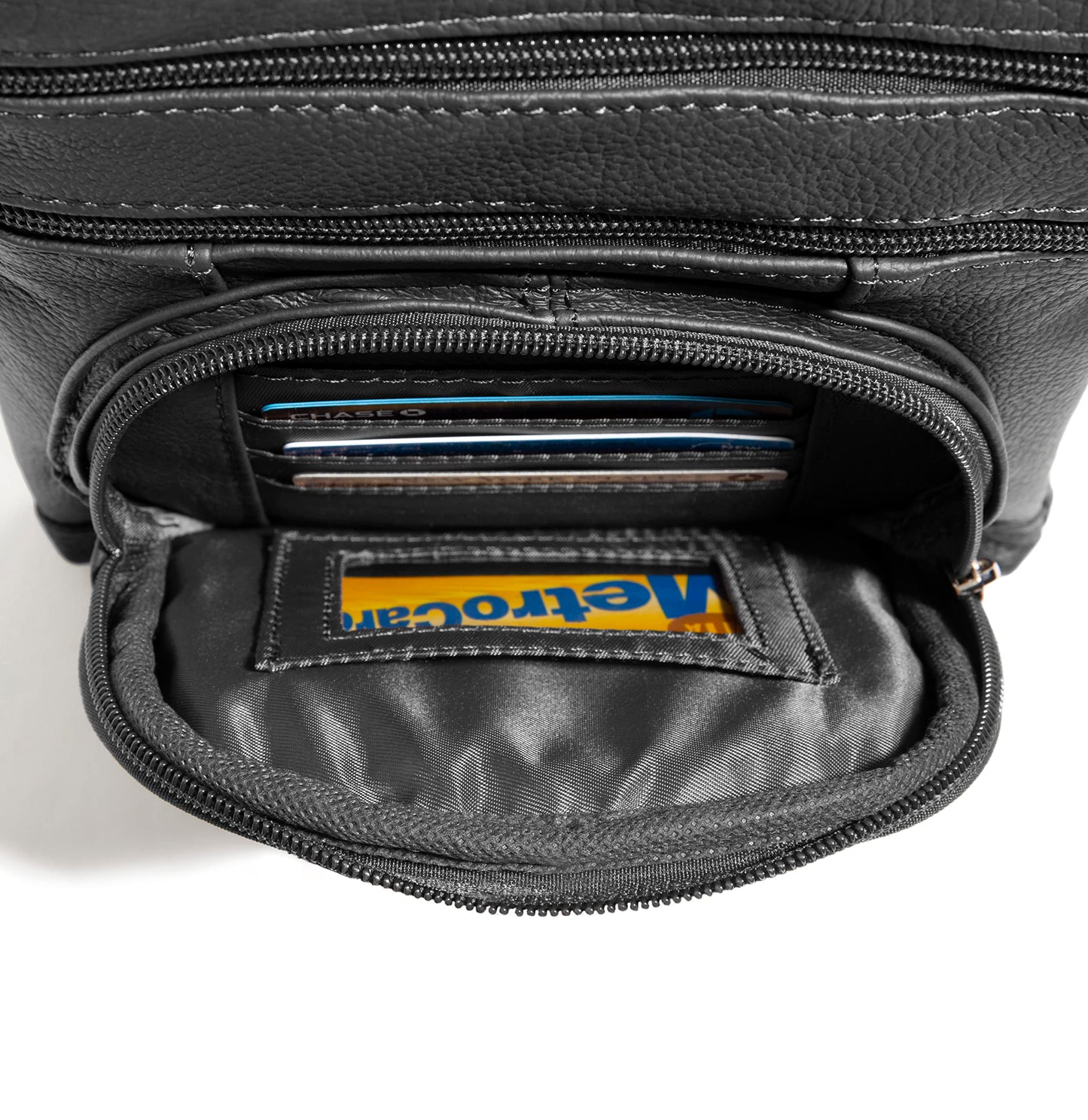 TOVOSO Crossbody Bag for Women, Genuine Leather Multi-Pocket Purse with Adjustable Strap, RFID Protection, Built-In Wallet, Medium, Black