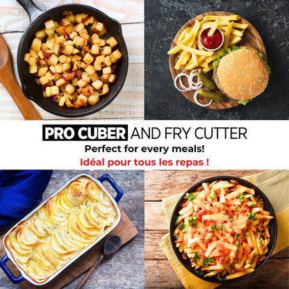Starfrit Pro Fry Cutter & Cuber - 3-in-1 - Homemade French Fries, Slices and Diced Cubes Potato & Vegetable