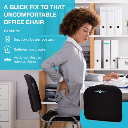 Xtreme Comforts Seat Cushions | Office Chair Cushions for Desk, Car, Wheelchair| Ergonomic Memory Foam Seat Cushion for Support & Comfort | Helps Improve Sitting Posture for Work & Body Relief