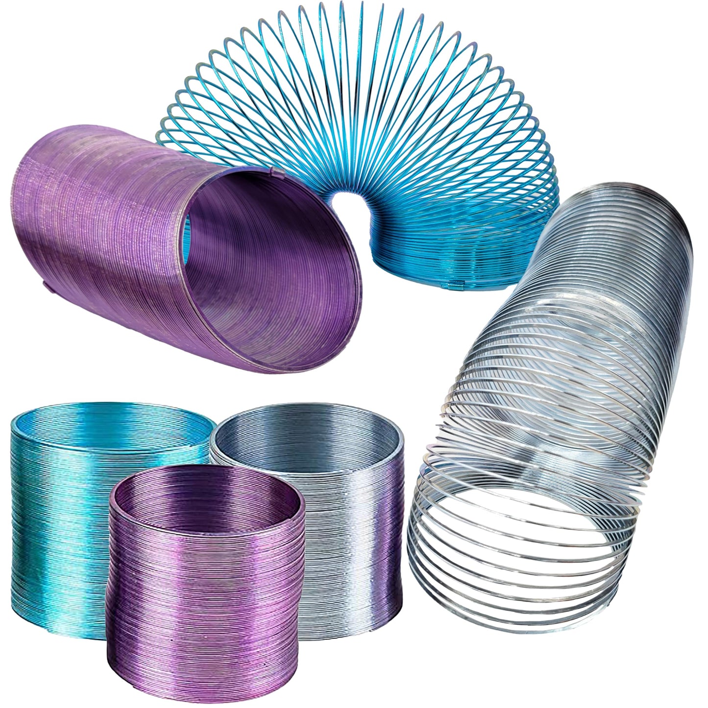 The Dreidel Company Metal Coil Spring, Goody Bag Fillers, Party Favor for Kids, Variety of 2.4" (60mm) Individually Boxed (2-Pack)