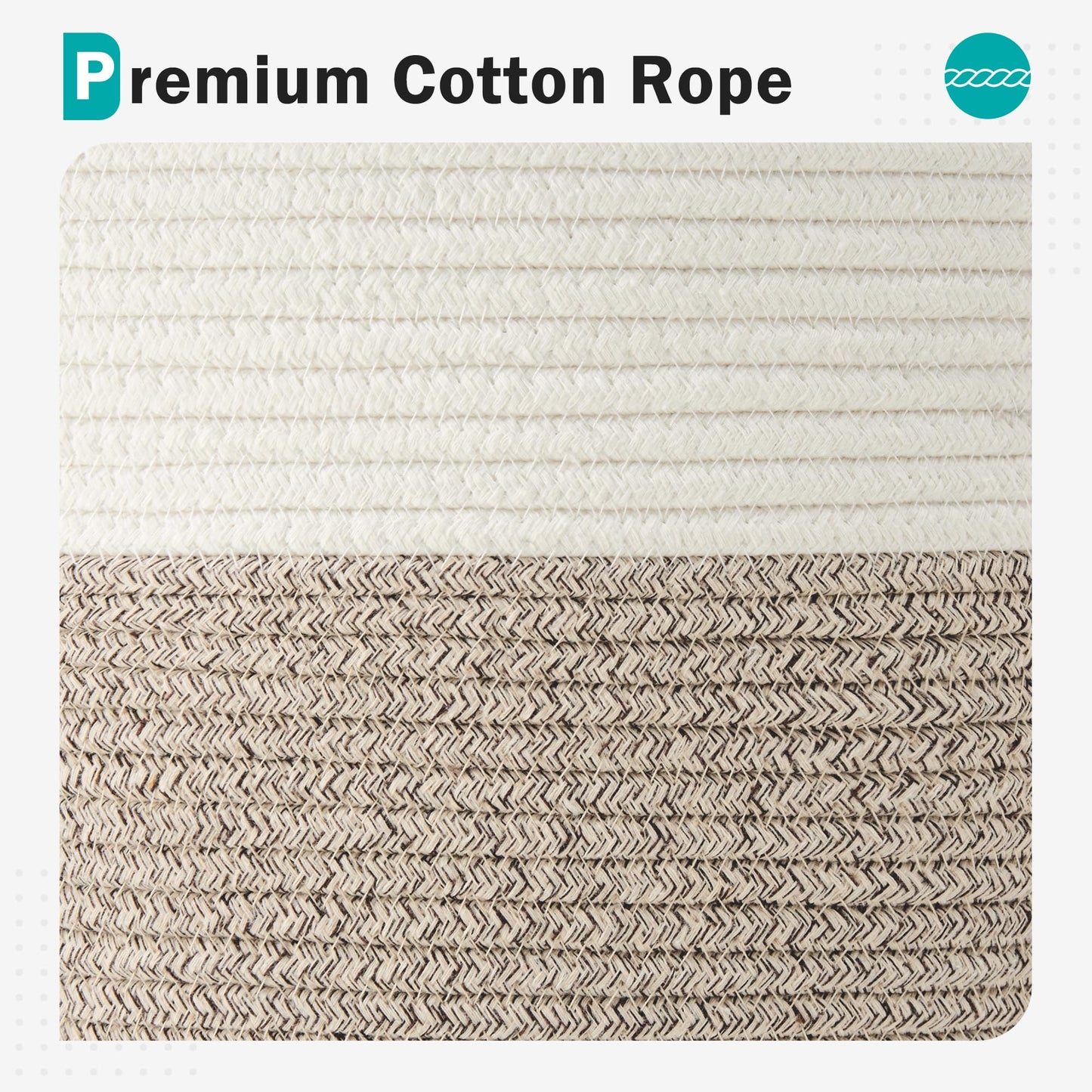 Cotton Rope Laundry Basket by YOUDENOVA, 72L Woven Collapsible Laundry Hamper, Clothes Hamper with Reinforced Handles in the Laundry Room, Bedroom, Bathroom, Brown