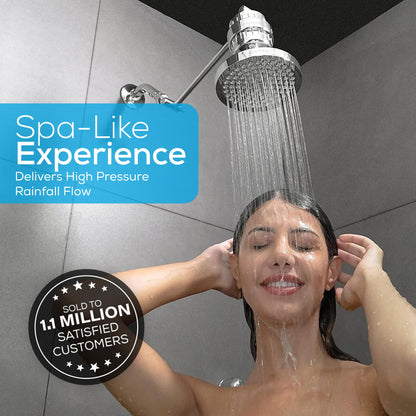 SparkPod Shower Head - High Pressure Rain - Premium Quality Luxury Design - 1-Min Install - Easy Clean Adjustable Replacement for Your Bathroom Shower Heads (Luxury Polished Chrome, 6 Inch Round)