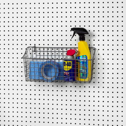 Spectrum Pegboard & Wall Mount Wire Basket Extra Large (Industrial Gray) - Storage & Organizer for Garage, Tools, Shed, Home, Work Bench, Crafts, & More