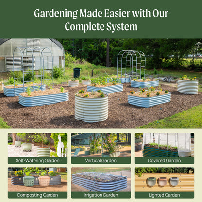 Vego garden Raised Garden Bed Kits, 17" Tall 9 in 1 8ft x 2ft Metal Raised Planter Bed Outdoor for Vegetables Flowers Ground Planter Box, Terra Cotta