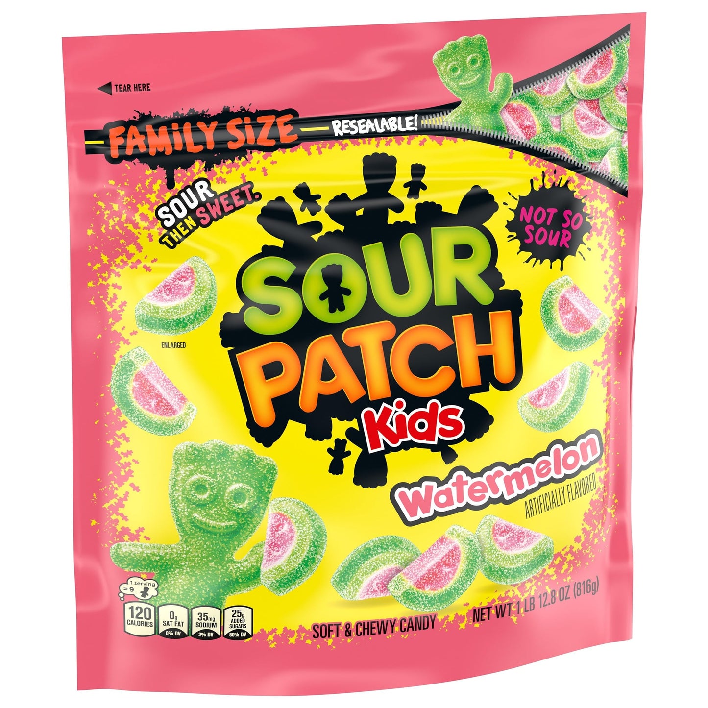 SOUR PATCH KIDS Watermelon Soft & Chewy Candy, Family Size, Bulk Candy, 1.8 lb
