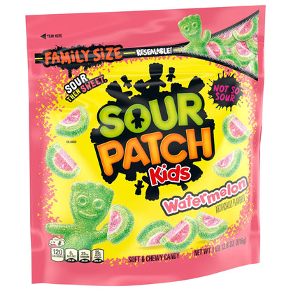 SOUR PATCH KIDS Watermelon Soft & Chewy Candy, Family Size, Bulk Candy, 1.8 lb