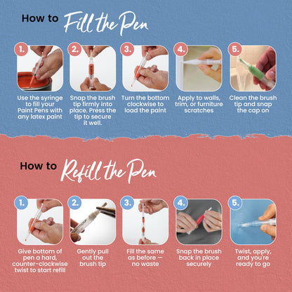 Slobproof Refillable Touch-Up Paint Pen, Mess-Free, Reusable Wall Paint Repair Tool, Precise Application, DIY Home Improvement, Furniture, Arts and Crafts, Patented Design, Easy Storage, Pack of 5