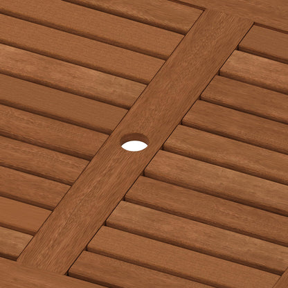 Furinno FG18006 Tioman Hardwood Patio Furniture Square Table with Umbrella Hole, Natural, 35.4"D x 35.4"W x 29.2"H