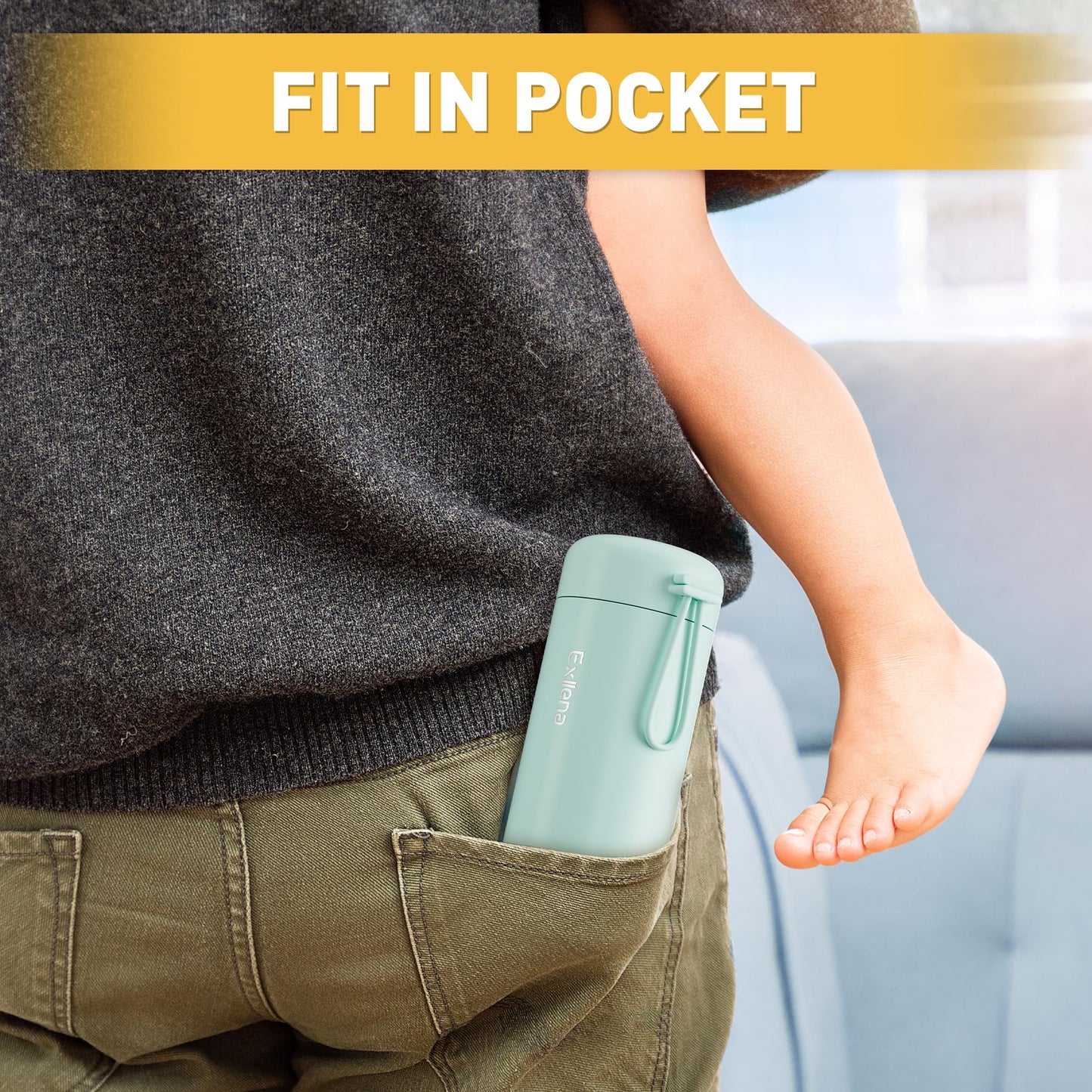 Exllena Small Water Bottle 10oz, Small Insulated Water Bottle for Hot&Cold Drinks, Water Bottle Purse with Carry Handle - 100% Leakproof Perfect for School, Travel...(Mint)